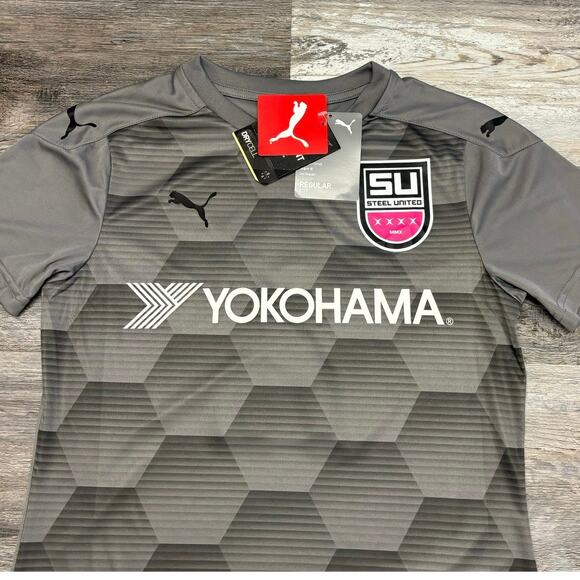 NWT Puma Drycell Team Final‎ 2021 Steel United #2 Gray Mens Small Soccer Jersey - Picture 1 of 10